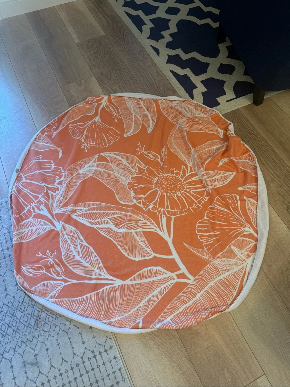 🍊 Summer & Rose Orange Floral Outdoor Roundie Towel Tropical 57”